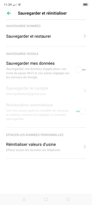 Activer le Sauvegarder mes données