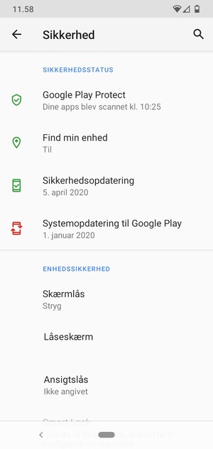Vælg Skærmlås