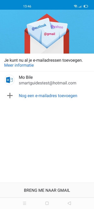 Selecteer BRENG ME NAAR GMAIL