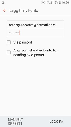 Skriv inn Hotmail adresse og passord. Velg LOGG PÅ