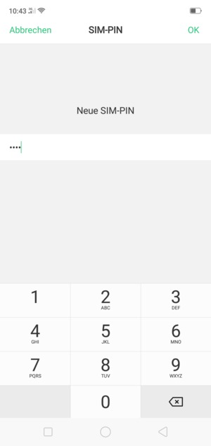 Geben Sie Ihre Neue PIN der SIM-Karte ein und wählen Sie OK