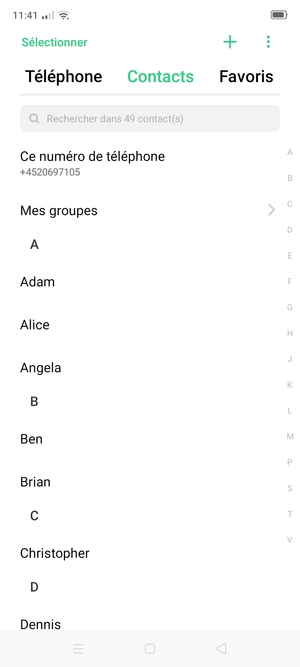 Sélectionnez le bouton du Menu
