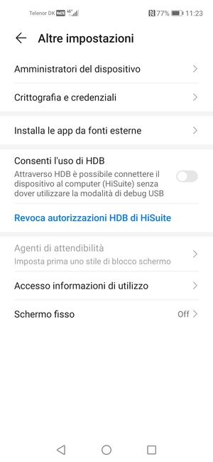 Seleziona Crittografia e credenziali