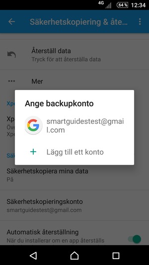 Tryck på ditt säkerhetskopieringskonto