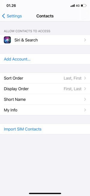 Scroll to and select Import SIM Contacts