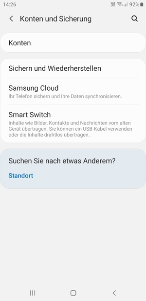 Wählen Sie Sichern und Wiederherstellen