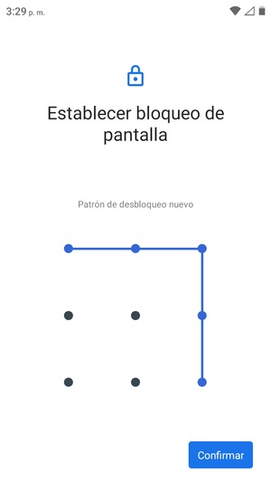 Dibuje de nuevo el patrón de desbloqueo y seleccione Confirmar