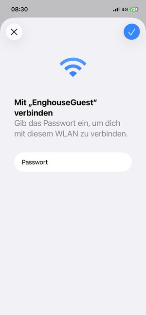 Geben Sie das WLAN-Passwort ein und wählen Sie OK