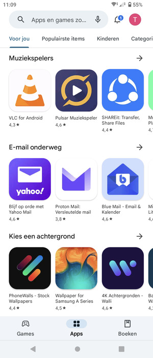Selecteer de zoekbalk
