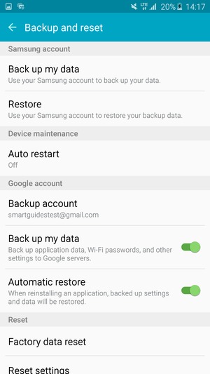 Select Backup account