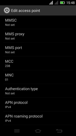 Scroll down and enter MMS information