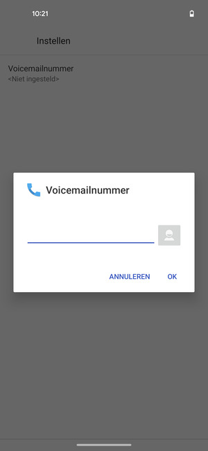 Voer het Voicemailnummer in en selecteer OK