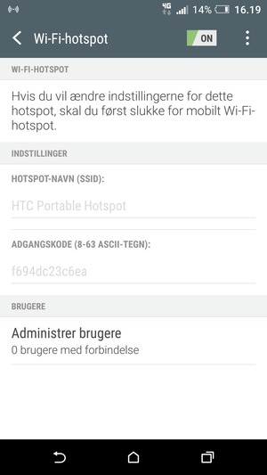 Din telefon er nu sat op til brug som modem