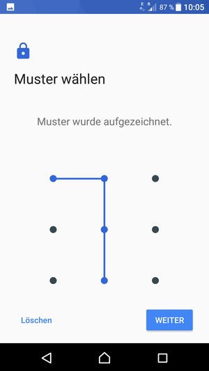 Zeichnen Sie ein Entsperrmuster und wählen Sie WEITER