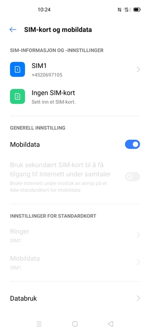 Velg SIM1 eller SIM2