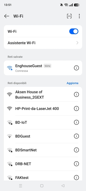 Ora sei connesso alla rete Wi-Fi