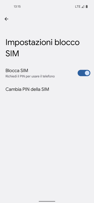 Seleziona Cambia PIN della SIM