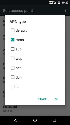 Check the mms checkbox and select OK