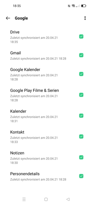 Aktivieren Sie alle Kontrollkästchen, und wählen Sie die Menü-Taste