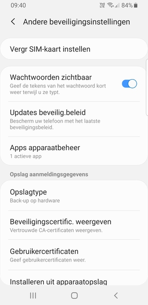 Selecteer Vergr SIM-kaart instellen