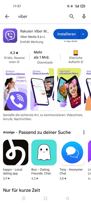 Wählen Sie die App