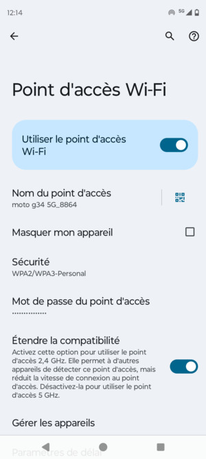 Votre téléphone est maintenant configuré pour être utilisé comme modem