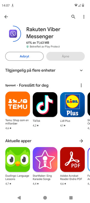 Vent til installasjonen er ferdig