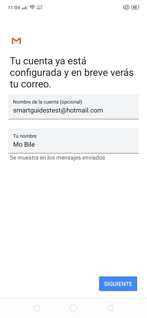 Déle a su cuenta un nombre y escriba su nombre. Seleccione SIGUIENTE