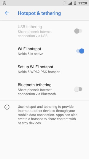 Your phone is now set up for use as a modem