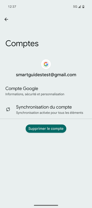 Sélectionnez Synchronisation du compte