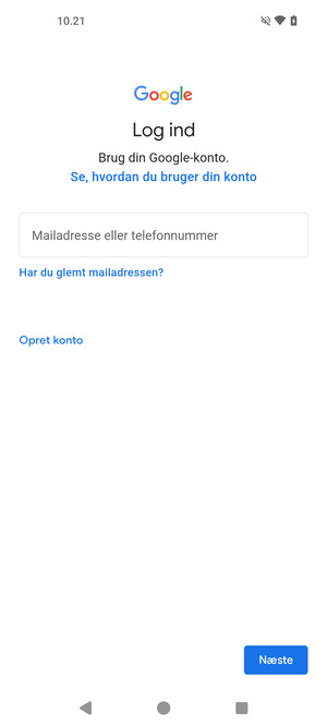Indtast din Gmail adresse og vælg Næste
