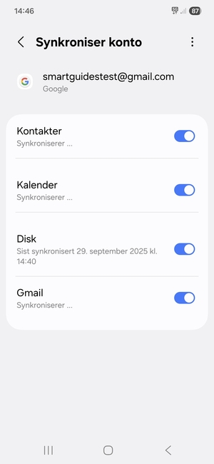 Din informasjon blir synkronisert
