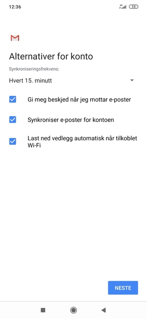 Velg NESTE