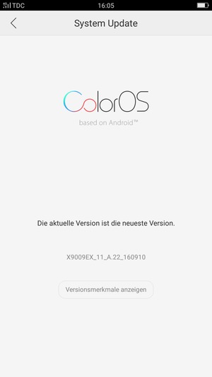 Falls Ihr Handy aktualisiert ist, wird Ihnen der folgende Bildschirm angezeigt