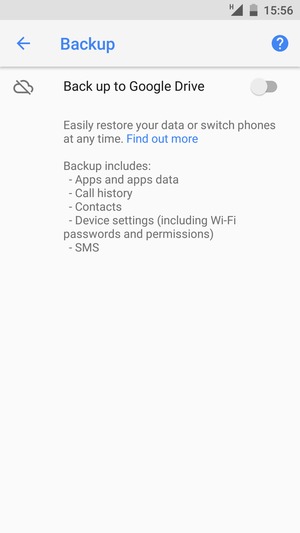 Turn on Back up to Google Drive