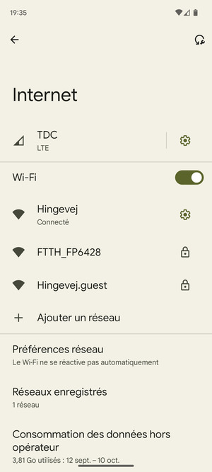 Vous êtes maintenant connecté au réseau Wi-Fi