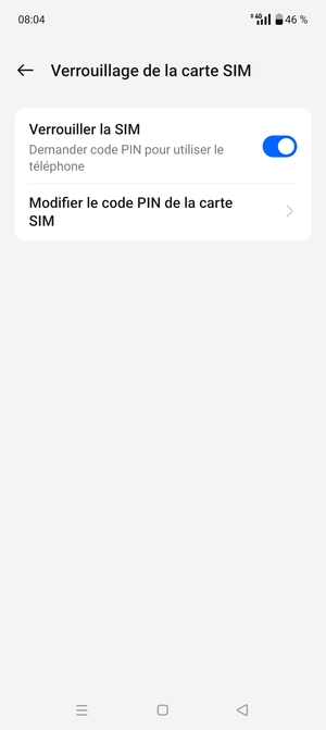 Sélectionnez Modifier le code PIN de la carte SIM