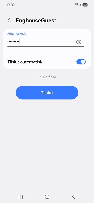 Indtast Wi-Fi adgangskoden og vælg Tilslut