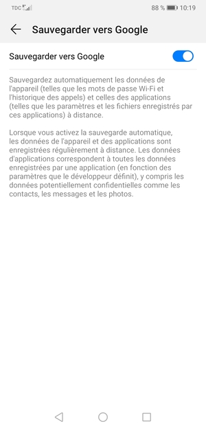 Sélectionnez le bouton Retour