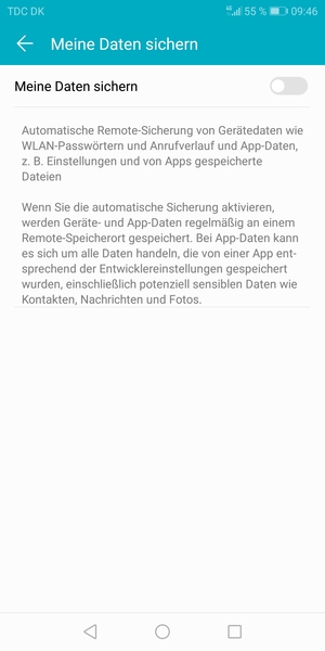 Schalten Sie Meine Daten sichern ein