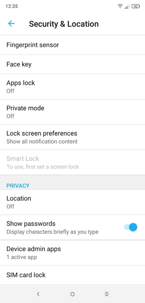 To change the PIN for the SIM card, scroll to and select SIM card lock