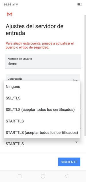 Seleccione Ninguno y SIGUIENTE