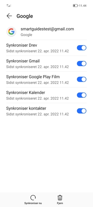 Vælg Synkroniser nu