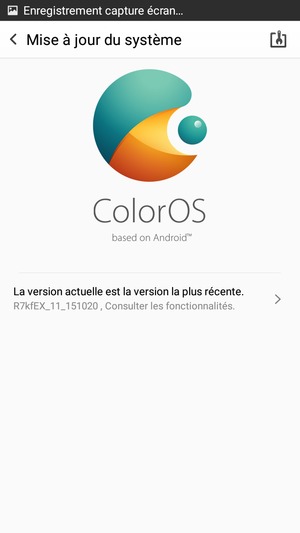 Si votre téléphone est à jour, vous verrez l'écran suivant