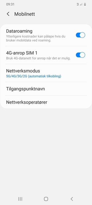 Slå Dataroaming på eller av