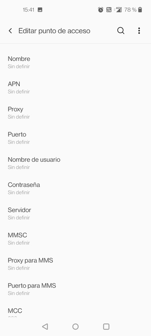 Introduzca la información de Internet