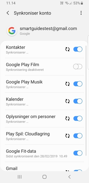 Dine oplysninger vil blive synkroniseret