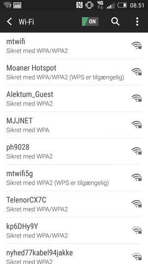 Vælg det trådløse netværk, du ønsker at oprette forbindelse til