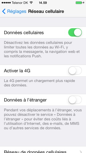 Désactiver Activer la 4G