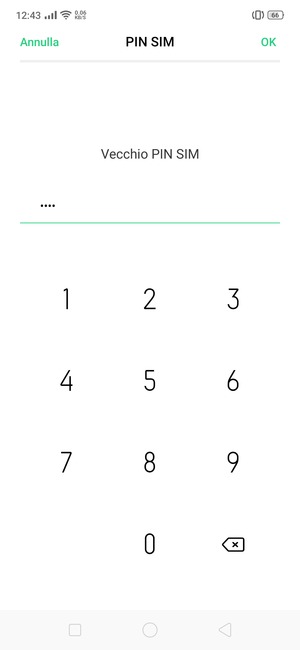 Inserisci Vecchio PIN SIM e seleziona OK